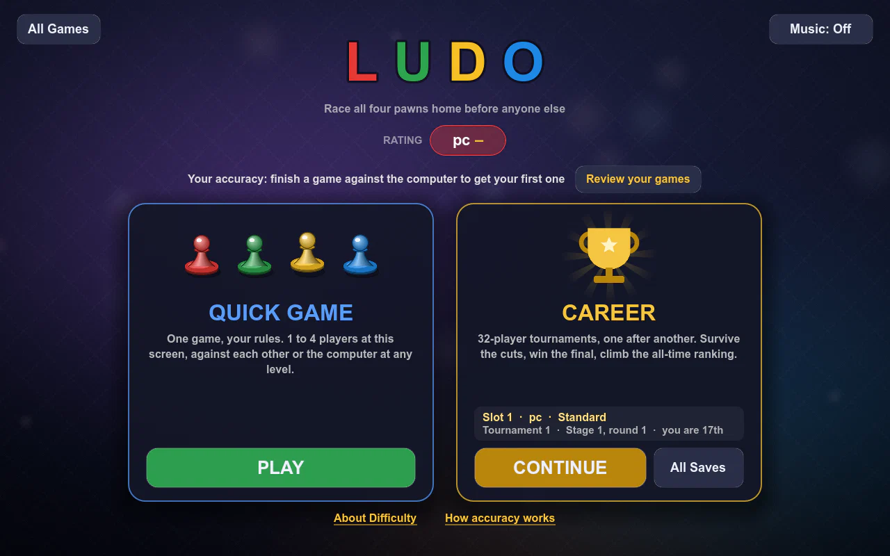 Ludo home screen